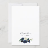 Navy Blue and Silver Elegant Ivory Floral Wedding Invitation (Back)