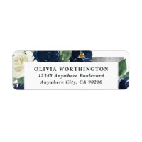 Navy Blue and Silver Elegant Ivory Floral Wedding