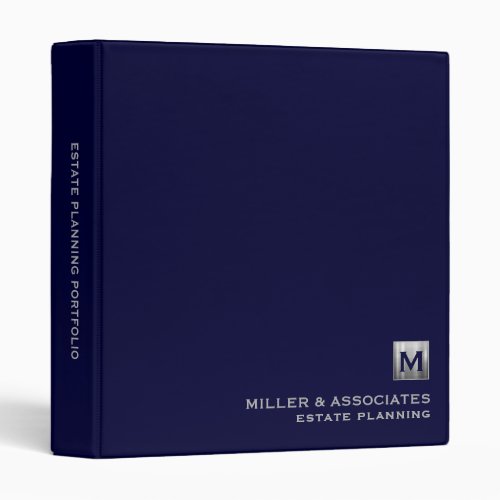 Navy Blue and Silver Estate Planning 3 Ring Binder