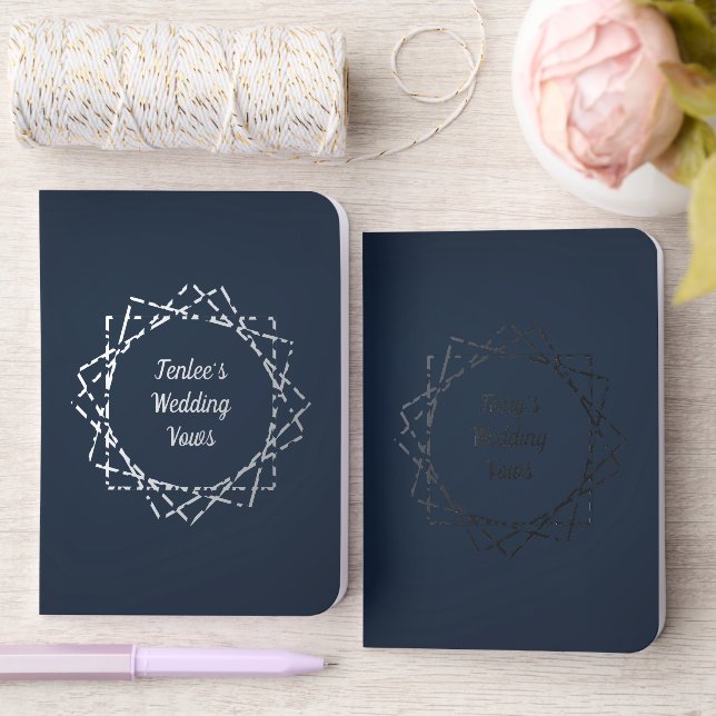 Navy Blue and Silver Foil Pocket Notebook (Wedding)