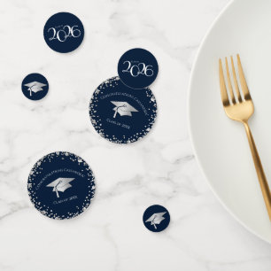 Navy Blue and Silver Graduation Confetti