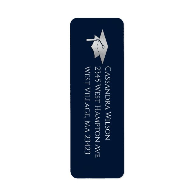 Navy Blue and Silver Graduation Label (Front)