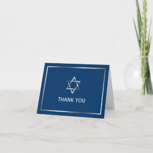 Navy Blue and Silver Star of David Thank You