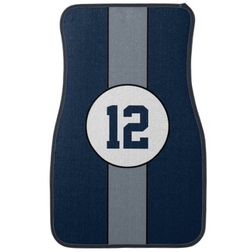 Navy Blue and Silver Stripe car mats