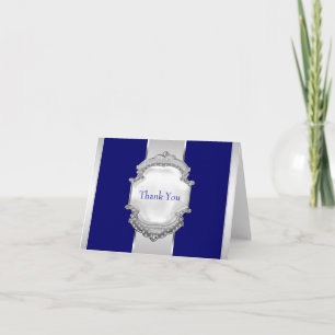 Navy Blue and Silver Thank You Cards