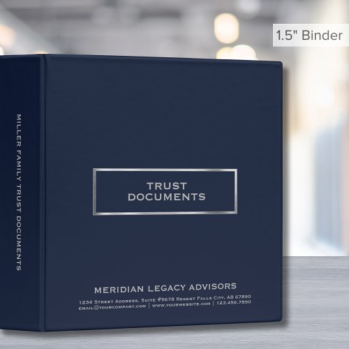 Navy Blue and Silver Trust Documents 3 Ring Binder