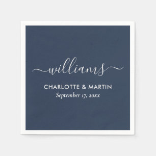 Navy Blue and Silver Wedding Napkins