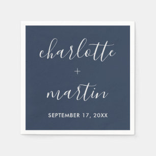 Navy Blue and Silver Wedding Shower Napkins