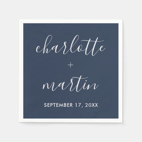 Navy Blue and Silver Wedding Shower Napkins