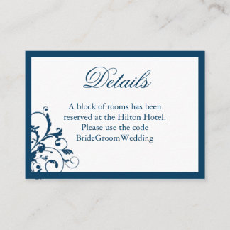 Navy Blue and Silver Wedding Suite Enclosure Card