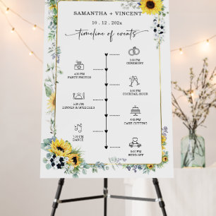 Navy Blue and Sunflower Elegant Timeline Sign Temp