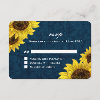 Navy Blue and Sunflower RSVP Cards