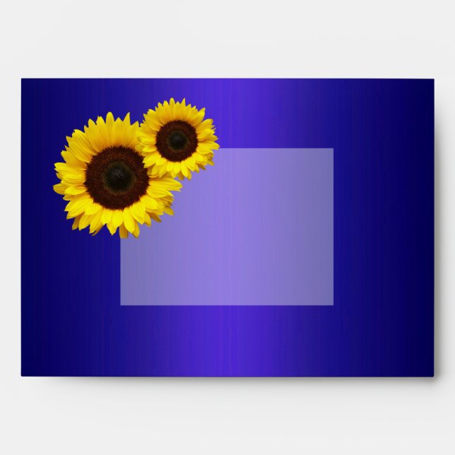 Navy Blue and Sunflowers Wedding Envelope (Front)