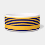 Navy blue and sunny yellow five stripes pattern bowl<br><div class="desc">Navy blue and sunny yellow five stripes pattern</div>