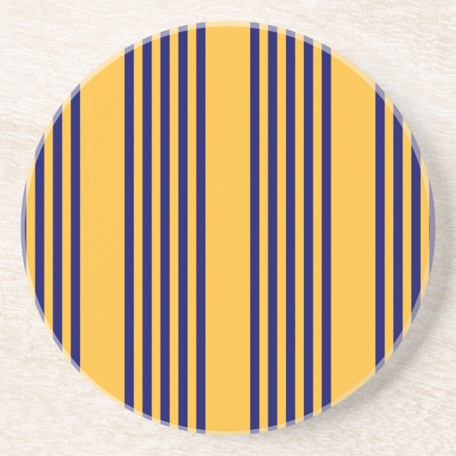 Navy blue and sunny yellow five stripes pattern coaster (Front)