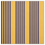 Navy blue and sunny yellow five stripes pattern fabric