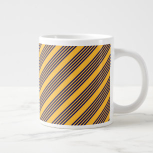 Navy blue and sunny yellow five stripes pattern giant coffee mug