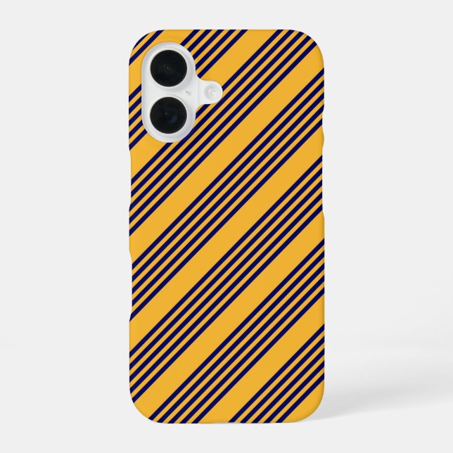 Navy blue and sunny yellow five stripes pattern iPhone case (Back)