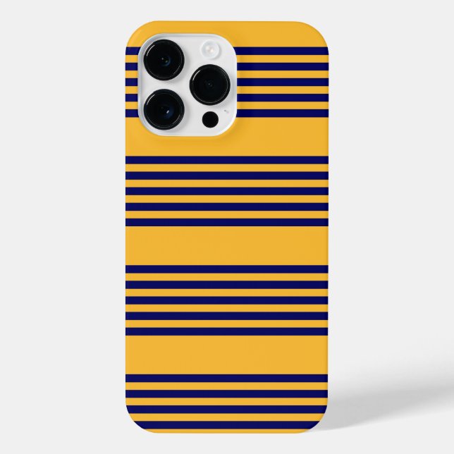 Navy blue and sunny yellow five stripes pattern iPhone case (Back)