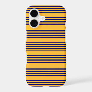 Navy blue and sunny yellow five stripes pattern iPhone 17 case