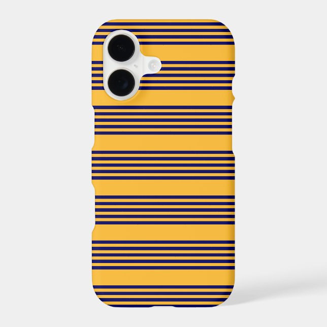 Navy blue and sunny yellow five stripes pattern iPhone case (Back)