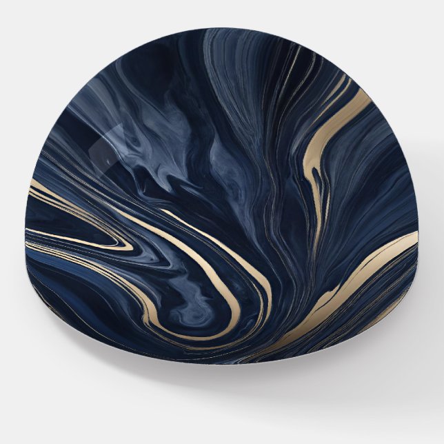 Navy Blue and Tan Marbled Paperweight (Angled)