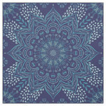Navy blue and teal mandala pattern fabric