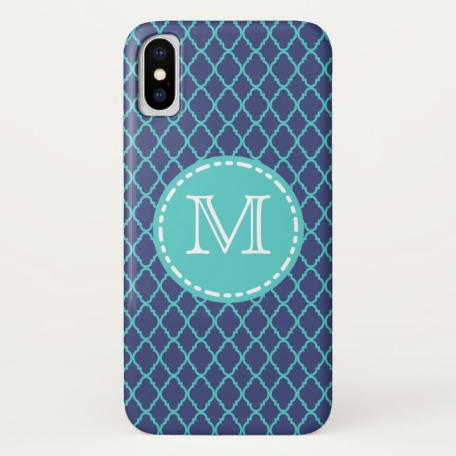 Navy Blue and Teal Maroccan Pattern - Monogrammed