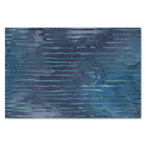 Navy Blue and Teal Striped Pattern Tissue Paper