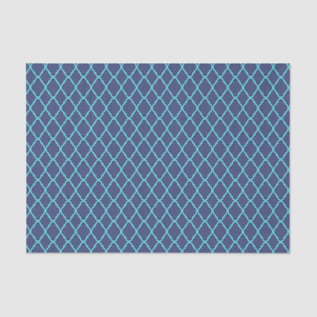 Navy Blue and Teal Traditional Maroccan Pattern Tissue Paper (Front)