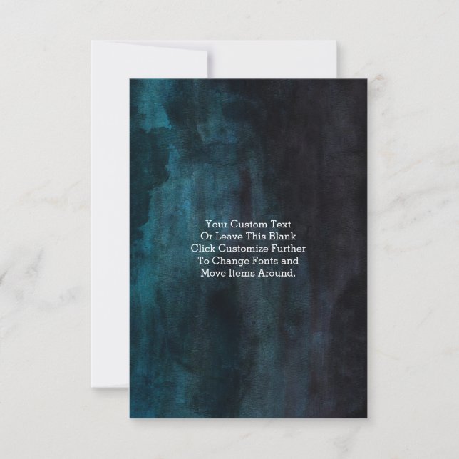 Navy Blue and Teal Watercolor Wash Wedding Note Card (Front)