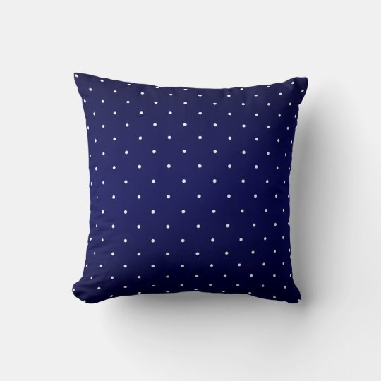 Navy Blue and Tiny White Polka Dots Throw Pillow | Zazzle.com