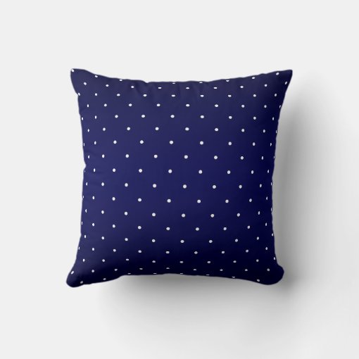 Navy Blue and Tiny White Polka Dots Throw Pillow | Zazzle