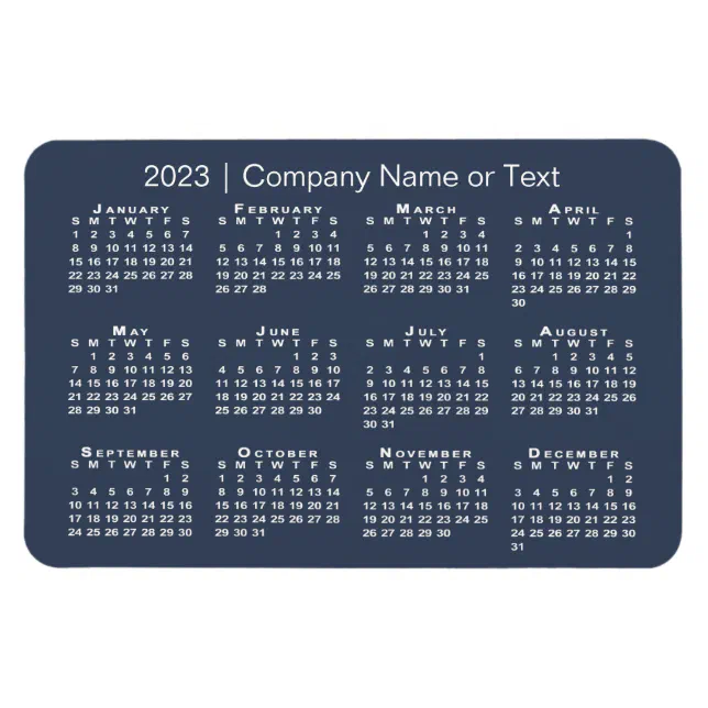 Navy Blue and White 2023 Calendar with Custom Text Magnet | Zazzle