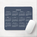Navy Blue and White 2024 Calendar Mouse Pad<br><div class="desc">Simple, professional calendar mouse pad features a white 2024 calendar superimposed over a navy blue background. If you'd like a different color background, tap "Click to customize further" and select a background color in the sidebar. Click "Done" and then "Add to Cart" to purchase your customized mouse pad. Copyright ©Claire...</div>