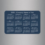 Navy Blue and White 2025 Calendar with Custom Text Magnet<br><div class="desc">Modern custom magnet features a white 2025 calendar on a navy blue background. Add your company's name, your name, or other personalized text in the sidebar. (Changing the 2025 year text will NOT change the calendar.) Makes a great promotional giveaway or gift. If you'd like a different color background to...</div>