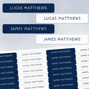Navy Blue and White 4 Designs Boy's Waterproof Kids' Labels