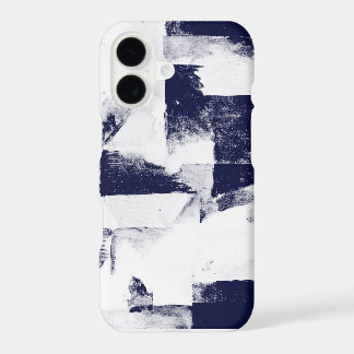 Navy Blue And White Abstract Art iPhone 17 Case