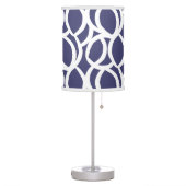 Navy Blue and White Abstract Line Pattern Table Lamp (Left)