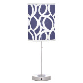 Navy Blue and White Abstract Line Pattern Table Lamp (Back)