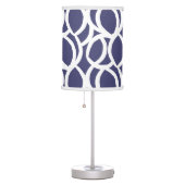Navy Blue and White Abstract Line Pattern Table Lamp (Right)
