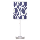 Navy Blue and White Abstract Line Pattern Table Lamp (Front)