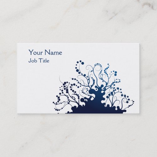 Navy Blue and White Abstract Swirl Art #3 Business Card