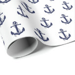 Navy Blue and White Anchor Nautical wedding Wrapping Paper<br><div class="desc">Navy Blue and White Anchor Nautical wedding Wrapping Paper.</div>