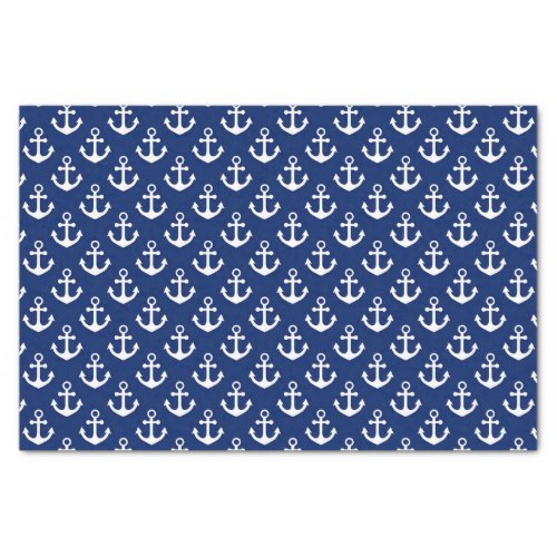 Navy Blue and White Anchors Nautical Pattern Tissue Paper