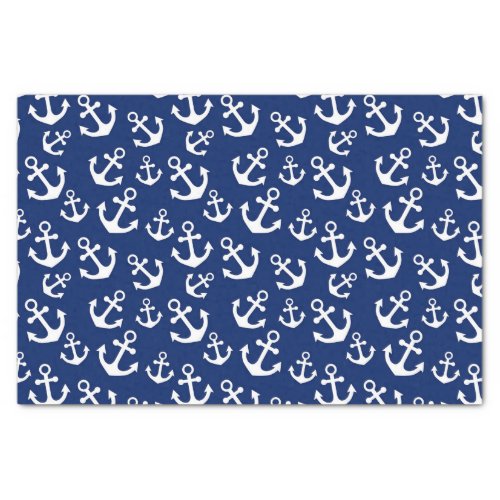 Navy Blue and White Anchors Nautical Pattern Tissue Paper