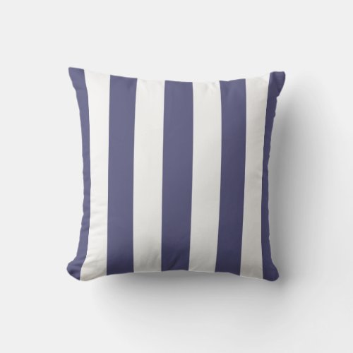 Navy Blue and White Awning Stripes Outdoor Pillow