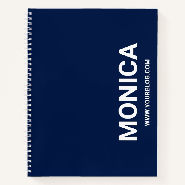 Navy Blue and White Bold Personalized Notebook (Front)