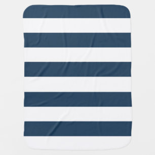 Navy Blue and White Bold Stripes Baby Blanket