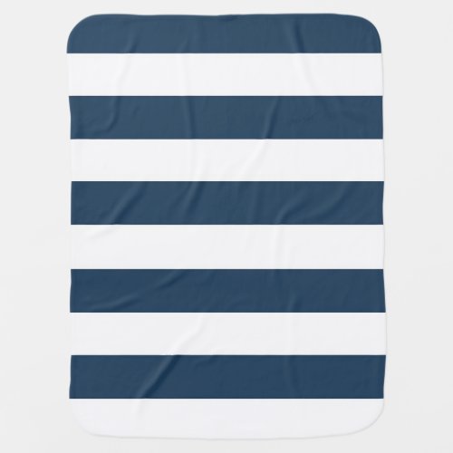 Navy Blue and White Bold Stripes Baby Blanket